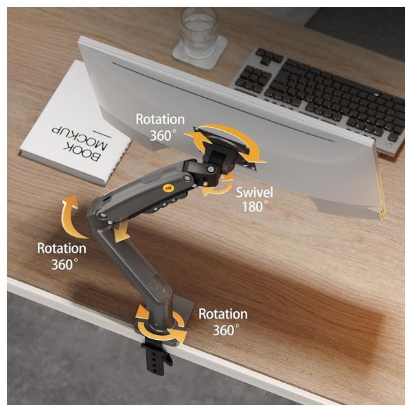 NORTH BAYOU EG NB H180 - Desk Monitor Arm - (17 to 30) Inch - Rotation 360° - NORTH BAYOU EG - Black 