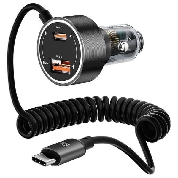  Porodo PD60CXC BK- Car Charger with dual ports - 30W - With 18W power cable - Black 