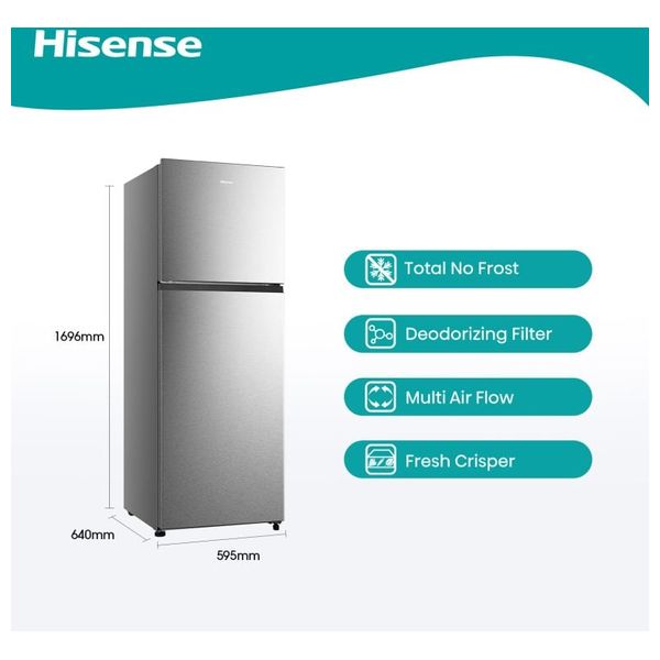  ثلاجة هايسنس RT3N418NAI - باب علوي - 418 لتر - انفرتر - سلفر 