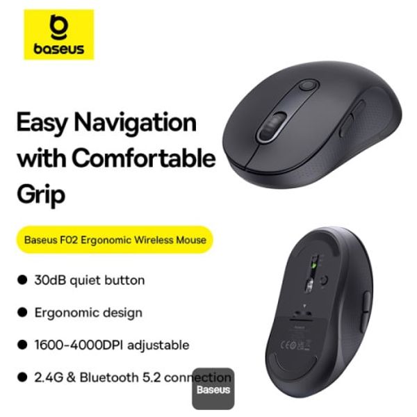  Baseus F02 - Wireless Mouse - Black 