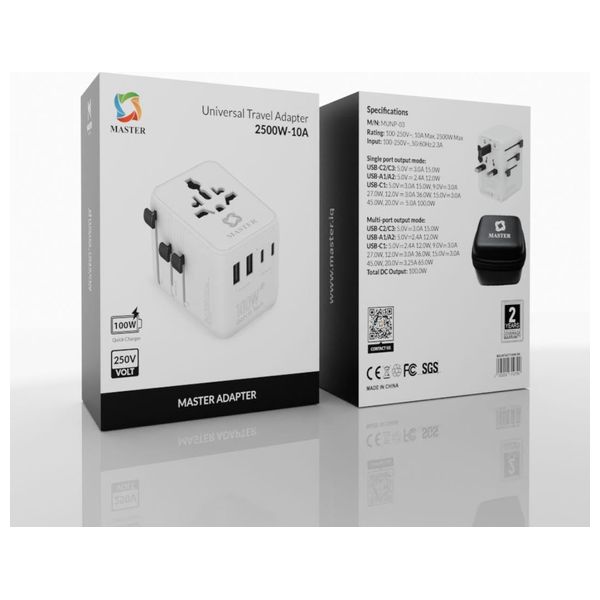  Master - Universal Travel Adapter - 100W - White 
