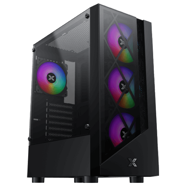  كيس كمبيوتر إكسجما تيك ديوك - هيكل ATX مع اربع مراوح تبريد - اسود 