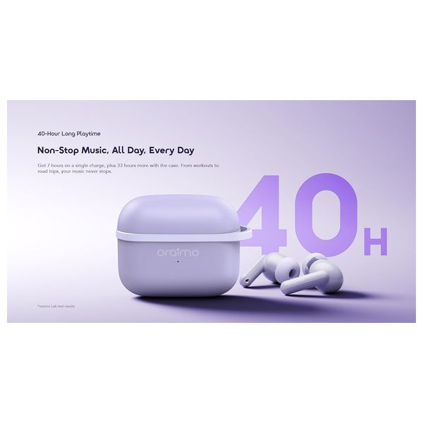 Oraimo OTW 324- Bluetooth Headphone In Ear -Up to 40 hours - 3D surround sound - LAVENDER