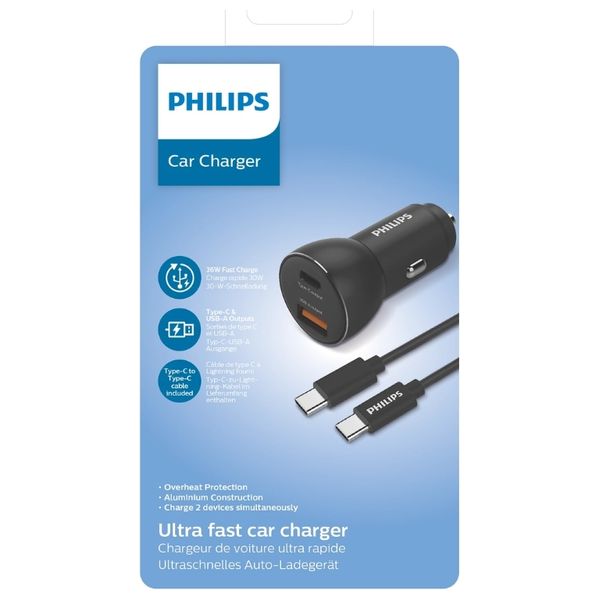  Philips DLP5521CC - Car Charger - With USB-C cable - Black 