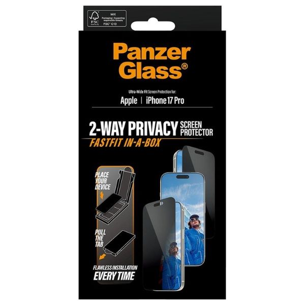  PanzerGlass Privacy Screen Protector for iPhone 17 Pro - Transparent 