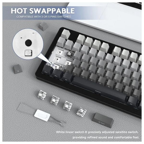  لوحة مفاتيح ميكانيكية لاسلكية اتاك شارك - M87 Pro V2 - بطارية بحجم 5000 مللي امبير - اسود 