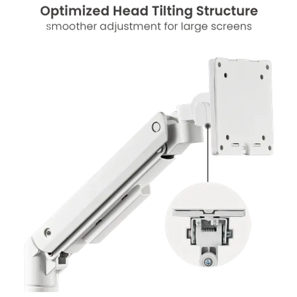  Avetron MA200 Pole-Mounted Gas Spring Dual Monitor Arm - White 