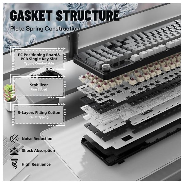  ATTACK SHARK X98 Pro - Wireless Keyboard - 4000mAh - Bluetooth 5 - Black 