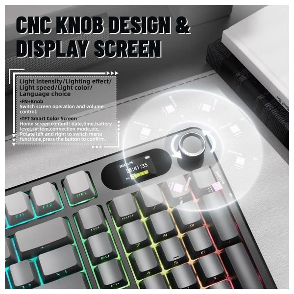  ATTACK SHARK X98 Pro - Wireless Keyboard - 4000mAh - Bluetooth 5 - Black 