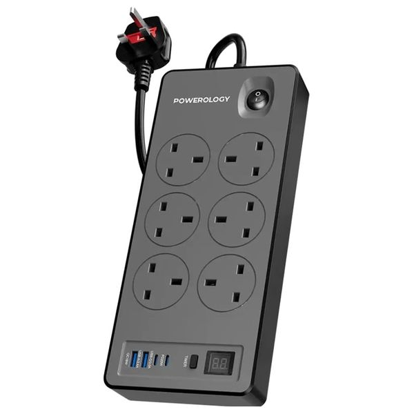 Powerology PWCUQC046BK - Power Strip - 2 m - 2990W - Black