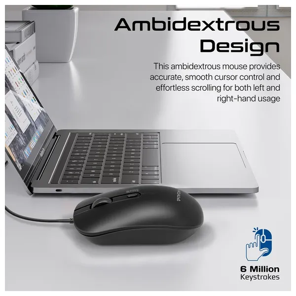 Promate CM 2400 - Wired Mouse - USB - 1.5 m -Black