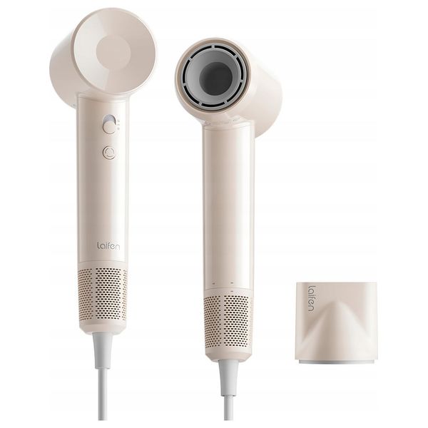 Laifen SE Lite - 1400W - Hair Dryer with Powerful Airflow and Precise Temperature Control - 2.5m - MilkTea + Hair Brush