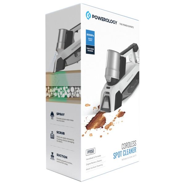  Powerology PPBCHA50 - Cordless Spot Cleaner - 2000 mAh - 60W -  White 