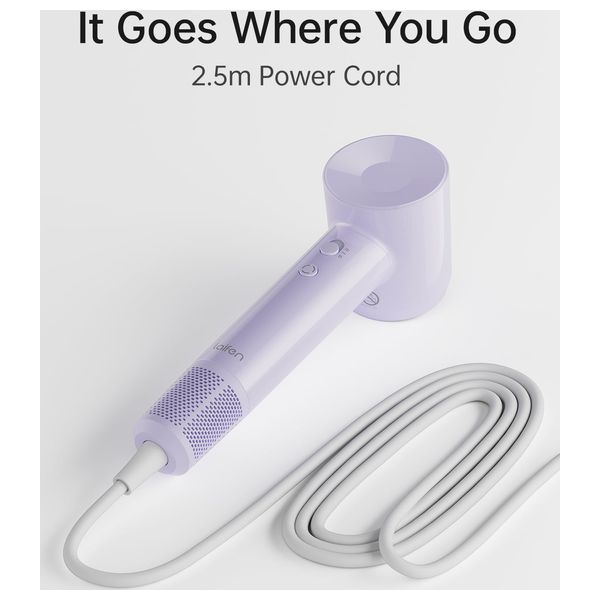 Laifen SE Lite - 1400W - Hair Dryer with Powerful Airflow and Precise Temperature Control - 2.5m - Purple + Hair Brush