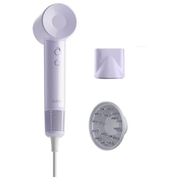 Laifen SE Lite - 1400W - Hair Dryer with Powerful Airflow and Precise Temperature Control - 2.5m - Purple + Hair Brush