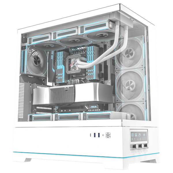  كيس كمبيوتر دارك فلاش DY451 برو - تبريد ذكي متعدد المناطق - إضاءة RGB ومروحة واحدة  - ابيض 