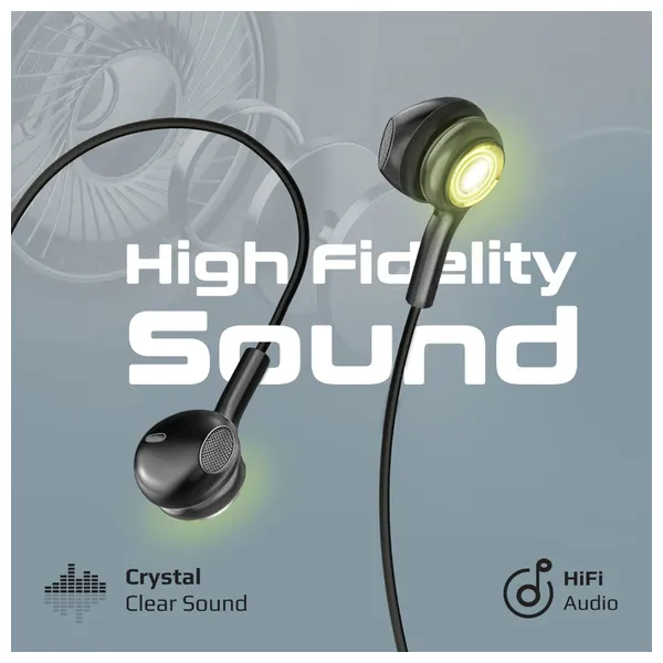 Promate LumiBuds C - Wired Headphone In Ear - USB-C - 1.2m - Black