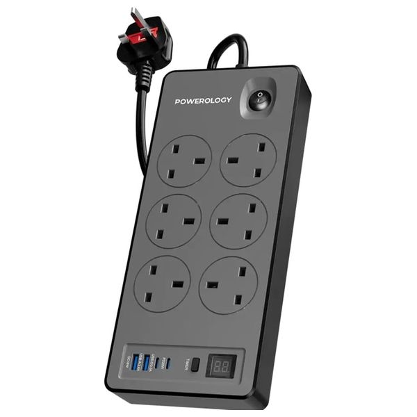 Powerology PWCUQC046BK - Power Strip - 2 m - 2990W - Black