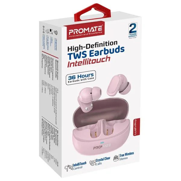  Promate Lush Pro - Bluetooth Headphone In Ear - Up To 6 hours - 12 meters - Pink 