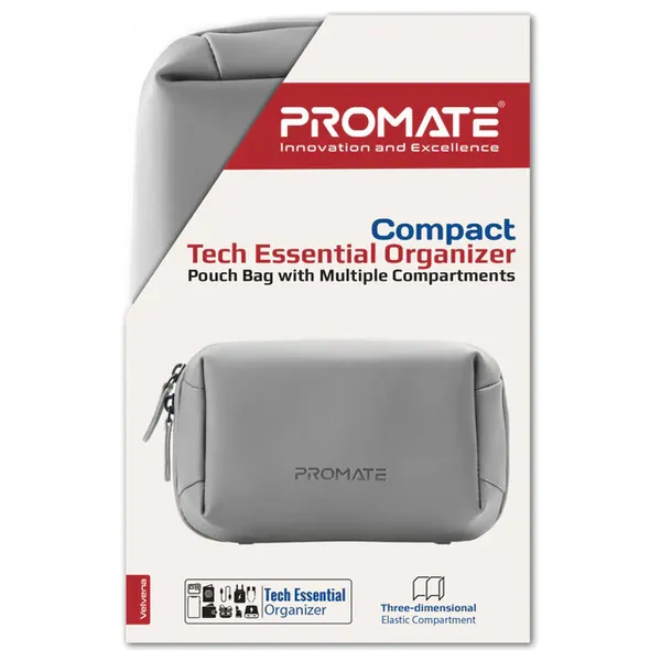 حقيبة تنظيم إكسسوارات تقنية صغيرة ومتعددة الاستخدامات من بروميت - VELVENA - رمادي
