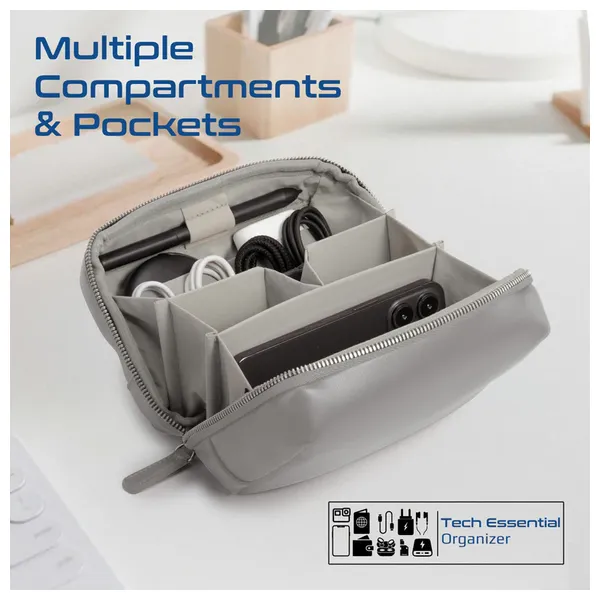 حقيبة تنظيم إكسسوارات تقنية صغيرة ومتعددة الاستخدامات من بروميت - VELVENA - رمادي