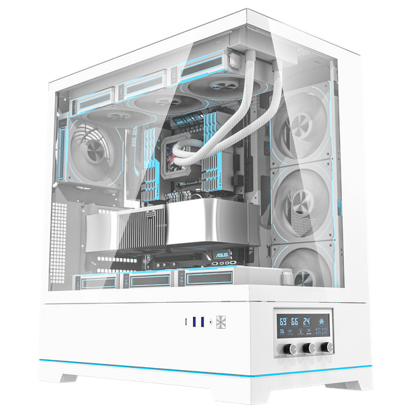  كيس كمبيوتر دارك فلاش DY451 برو - تبريد ذكي متعدد المناطق - إضاءة RGB ومروحة واحدة  - ابيض 