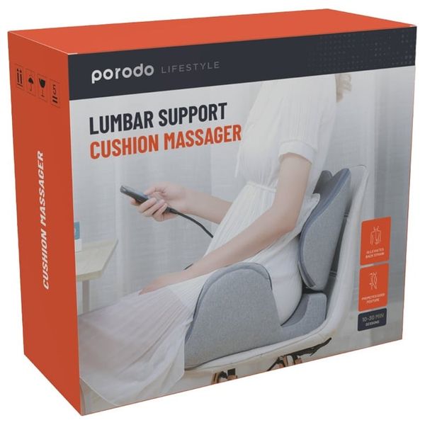  وسادة تدليك بورودو لايف ستايل مع ضغط هوائي مزدوج وتسخين علاجي - بقوة 24 واط - رمادي 