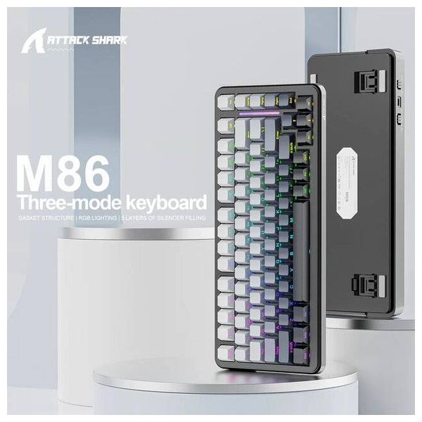  Attack Shark M86 - Wireless Mechanical Keyboard - 4000mAh - Bluetooth 5 - Black 