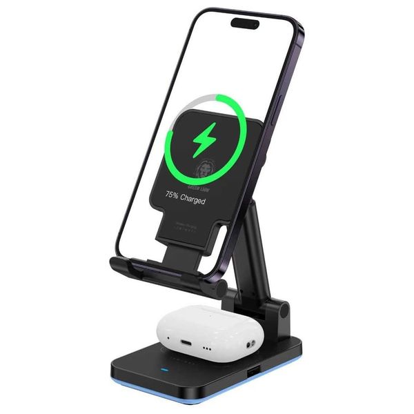  Green Lion 4 in 1 Magnetic Wireless Charger - 15W - Black 