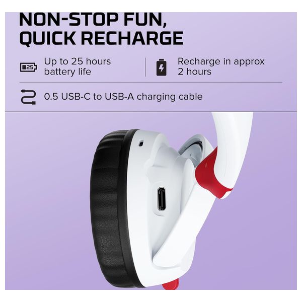  HyperX Bluetooth Over-Ear Gaming Headset - 25 hour Battery Life - Bluetooth 5.3 - White 