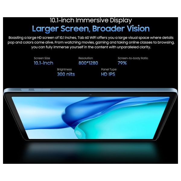  Blackview Tab 60 Wi-Fi - 10.1-inch Display - Octa-core Processor - 5100mAh Battery, 10W Charging 