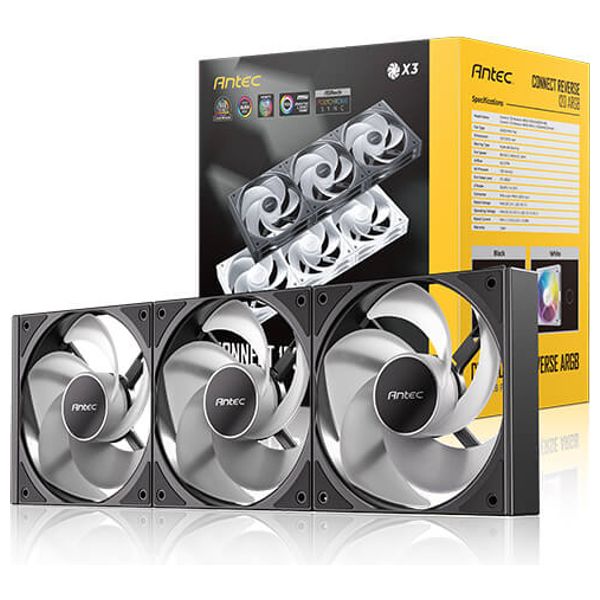  Antec C120R - 3 Pack Computer Case Fans - ARGB - Up to 1800RPM - Black 