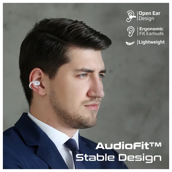  Promate AirClip - Bluetooth Headphone In Ear - Up To 6 Hours - Bluetooth 5.4 - White 