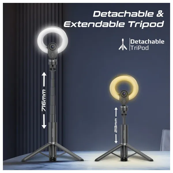 Promate VistaCam Webcam - Black - VistaCam Detachable & Extendable Tripod