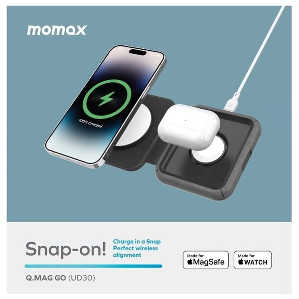  Momax Q.Mag Go 2-in-1 Wireless Charger - 20W - with MagSafe Emergency Charger 