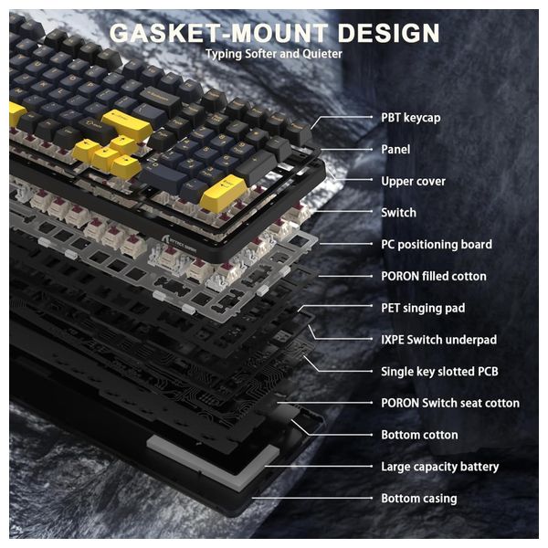  Attack Shark  X98 - Wireless Keyboard - RGB Lighting - 4000mAh - Black 