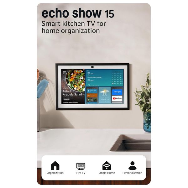  Amazon Echo Show 15 - Smart Display - 15.6 Inch - Full HD - Amlogic Pop1 Processor - Bluetooth - Black 