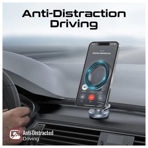 حامل هاتف مغناطيسي للسيارة بروميت - MagHoop HG - تثبيت امن - دوران 360 درجة - رمادي