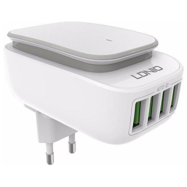  LDNIO - LED Touch Lamp - 4 USB Charging Ports - Smart Charging Technology -  White 