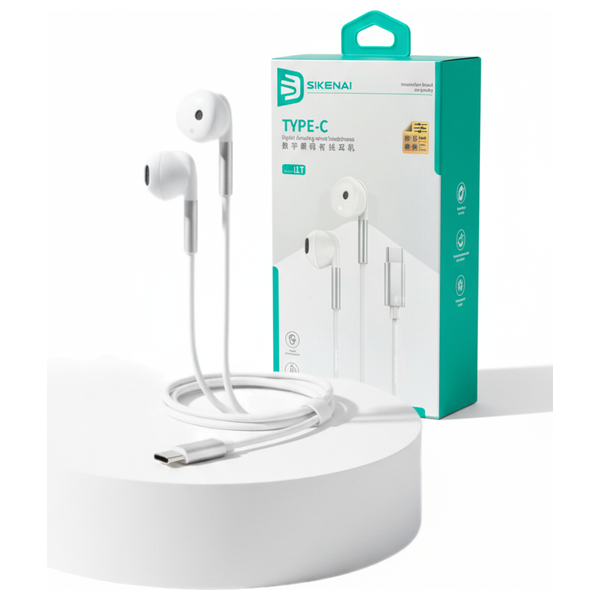  SIKENAI - Wired Headphone In Ear - USB-C Connection - Comfortable design for extended wear - White 