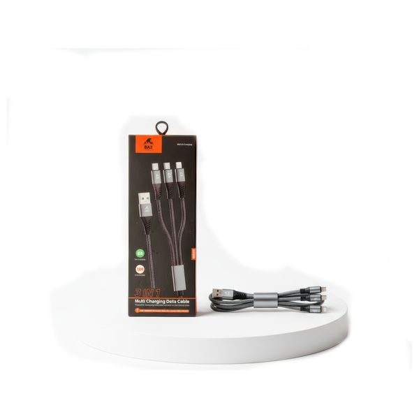 BAZ - Multi Charging Data Cable - 3-in-1-  1.2 m - Black
