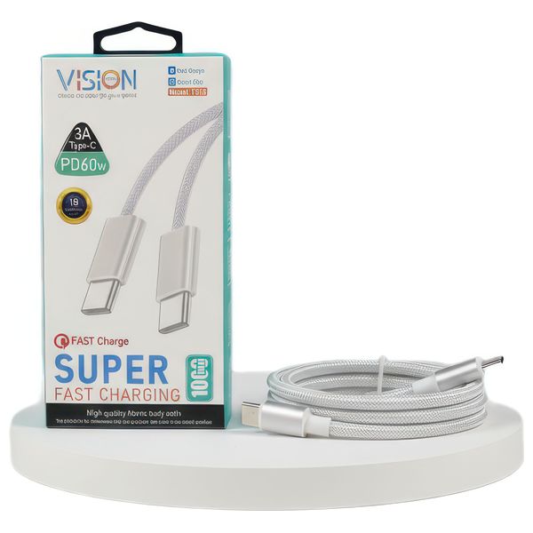  VISION Super Fast USB-C to USB-C Cable 60W 1M – USB-C to USB-C Cable – White 