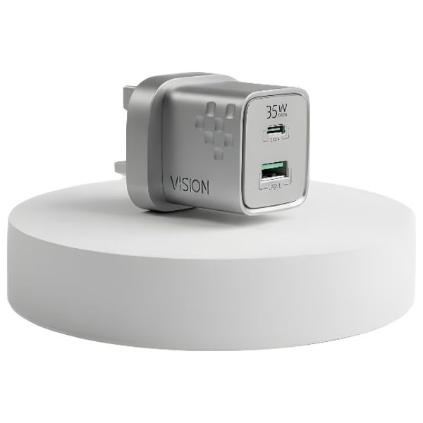  VISION - Wall Charger - 35W - Dual Ports  - Power Adapter - Silver 