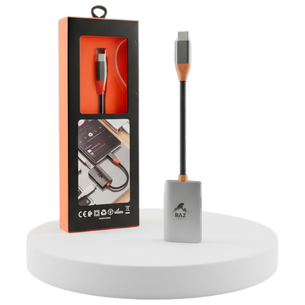  BAZ - Charging & Audio Adapter - 2-in-1 - Portable design, High quality - Gray 