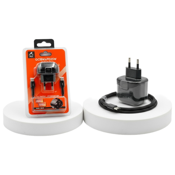  BAZ PD 25W + QC 18W – Wall Charger – Black 