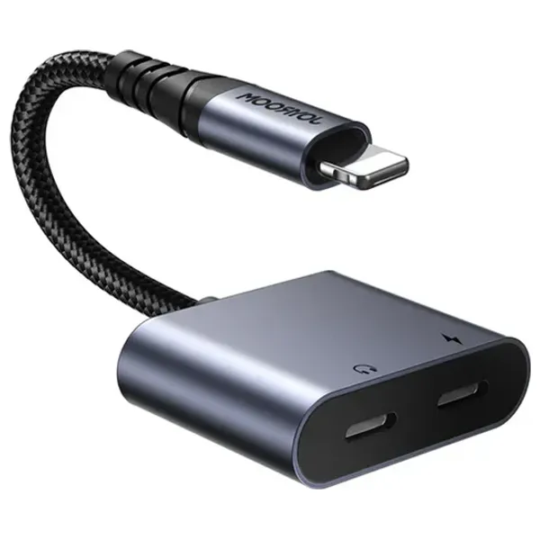 Joyroom - Audio Transfer 2-in-1 Adapter - Lightning to Dual Lightning - Black