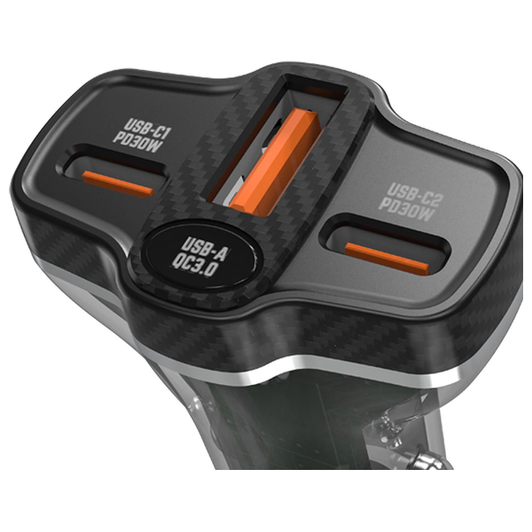 شاحن سيارة دوادو - 78 واط - منفذين يو اس بي سي و يو اس بي اي - أسود