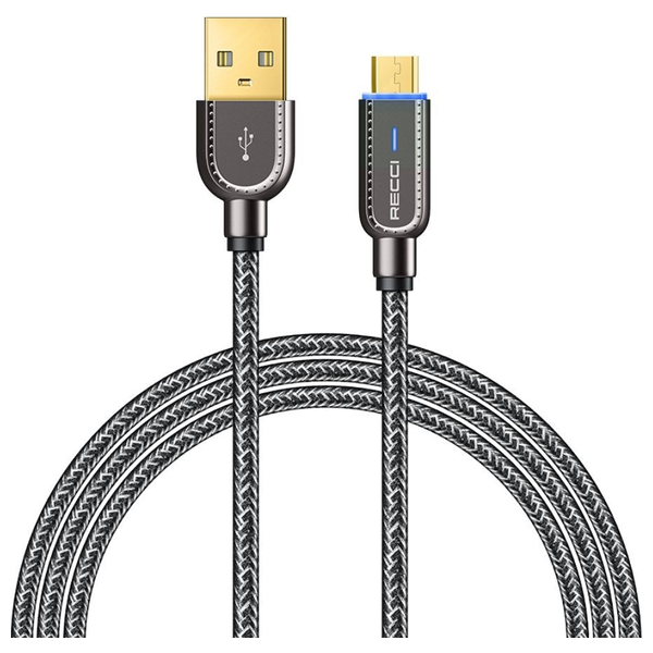  كابل  ريسي - إيقاف التشغيل الذكي يو إس بي-أي إلى مايكرو يو إس بي - طول 1 متر - أسود - RS02M 