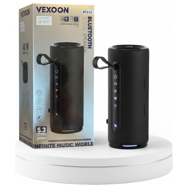  سبيكر صوت فيكسوون - بلوتوث - 2000 مللي أمبير - محمول مع أضواء - أسود 