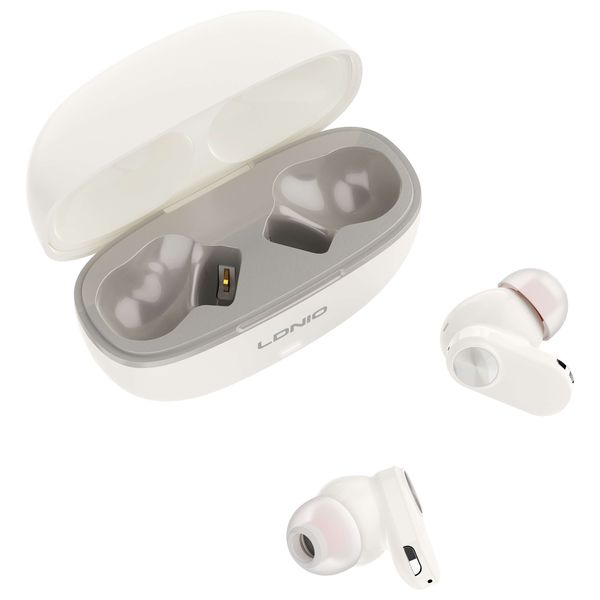  سماعة أذن لاسلكية ستيريو لدنيو T13 - بلوتوث 5.4 - شحن 500 مللي أمبير/ساعة - تقليل الضوضاء - أبيض 